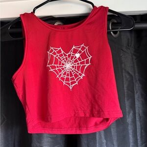 Red Spider Web Heart Tank Top